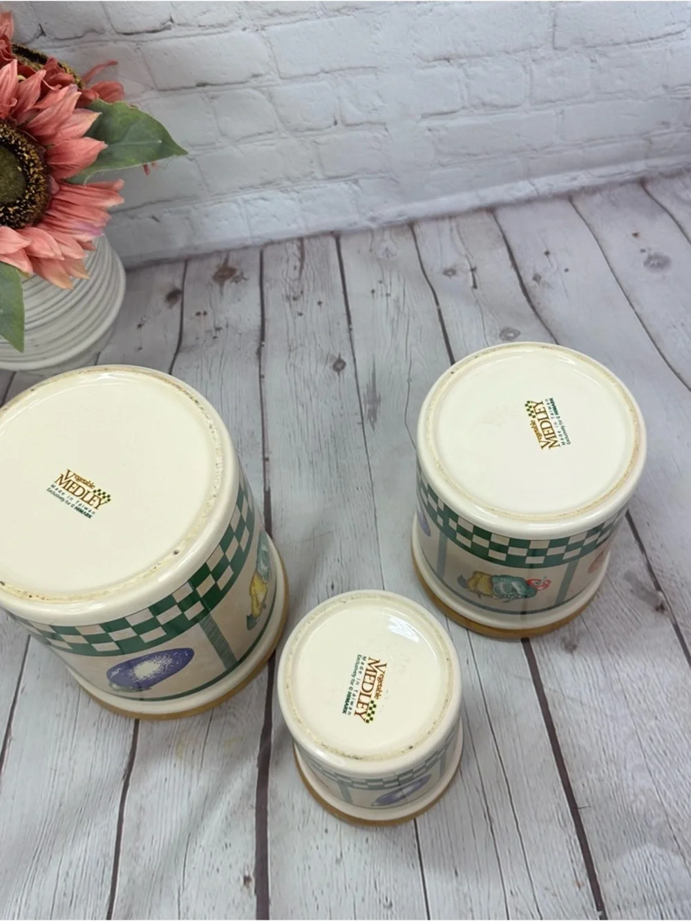 vtg Himark vegetable medley Canister Set 3pc cottage country farmhouse 90s retro